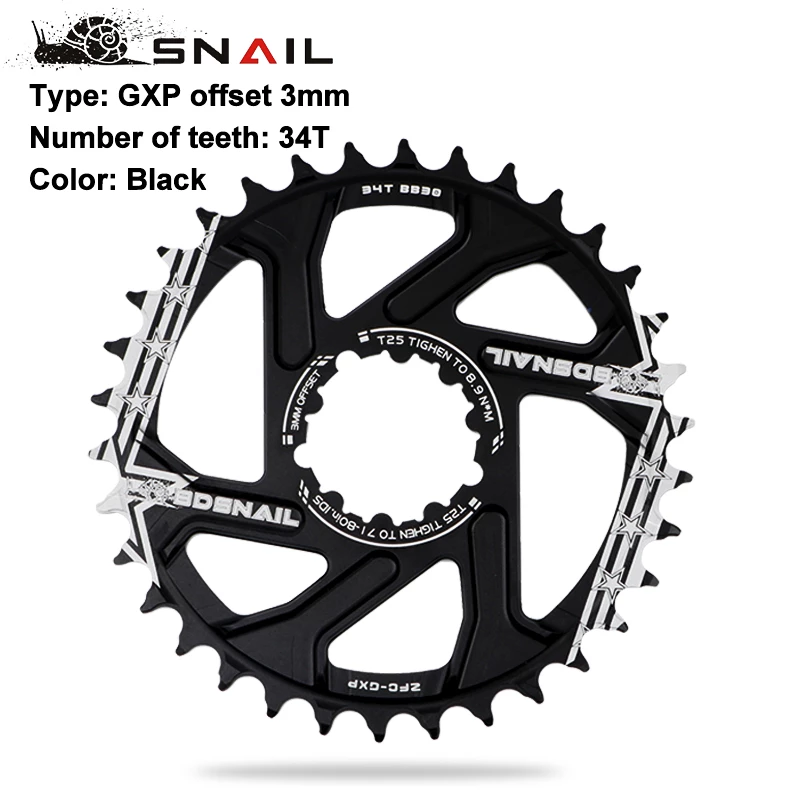 Gxp Bike Mtb Mountainbike 30T/32T/34T/36T/38T Crown fiets Kettingblad Voor Sram 11/12S Nx Xx Xo Gx GXP11 Enkele Schijf Lade Goedkope: Black 3mm offset 34T