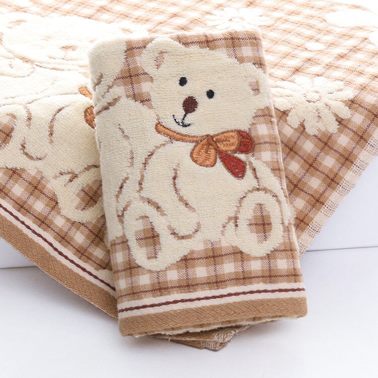 Cotton Baby Towel Cute Cartoon Baby Face Towel Soft Double Baby Gauze Towel: yellow