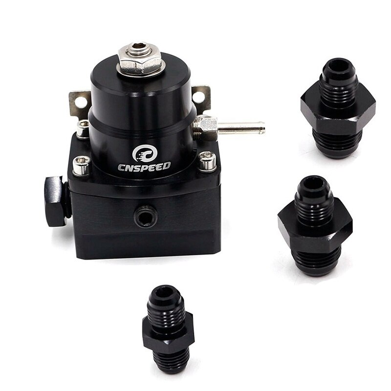 CNSPEED Fuel Pressure Regulator Kit AN8 High Pressure Fuel Regulator -8AN 8/8/6 EFI Fuel Pressure Regulator with Gauge
