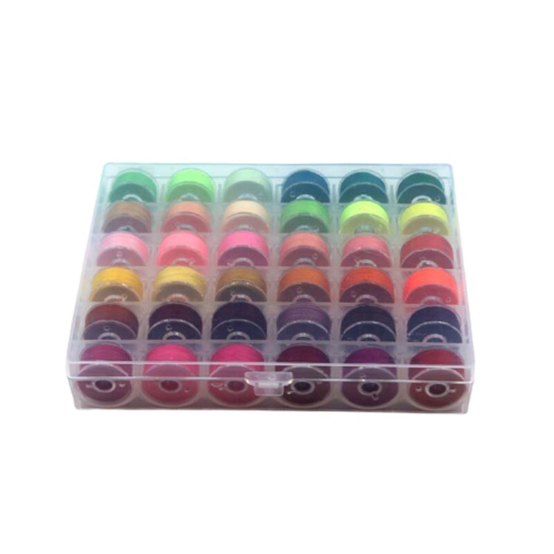 Transparent bobbin box with thread 36 cells bobbin 36 color high sewing thread boxed bobbin