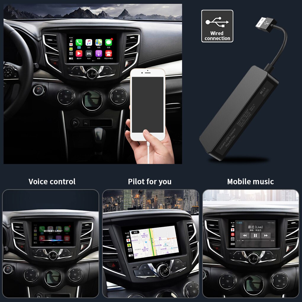 Carlinkit-llave electrónica automática Apple CarPlay /Android para Carplay, para sistema Android, pantalla de enlace inteligente, compatible con mirrorlink, IOS, 14 mapas de música