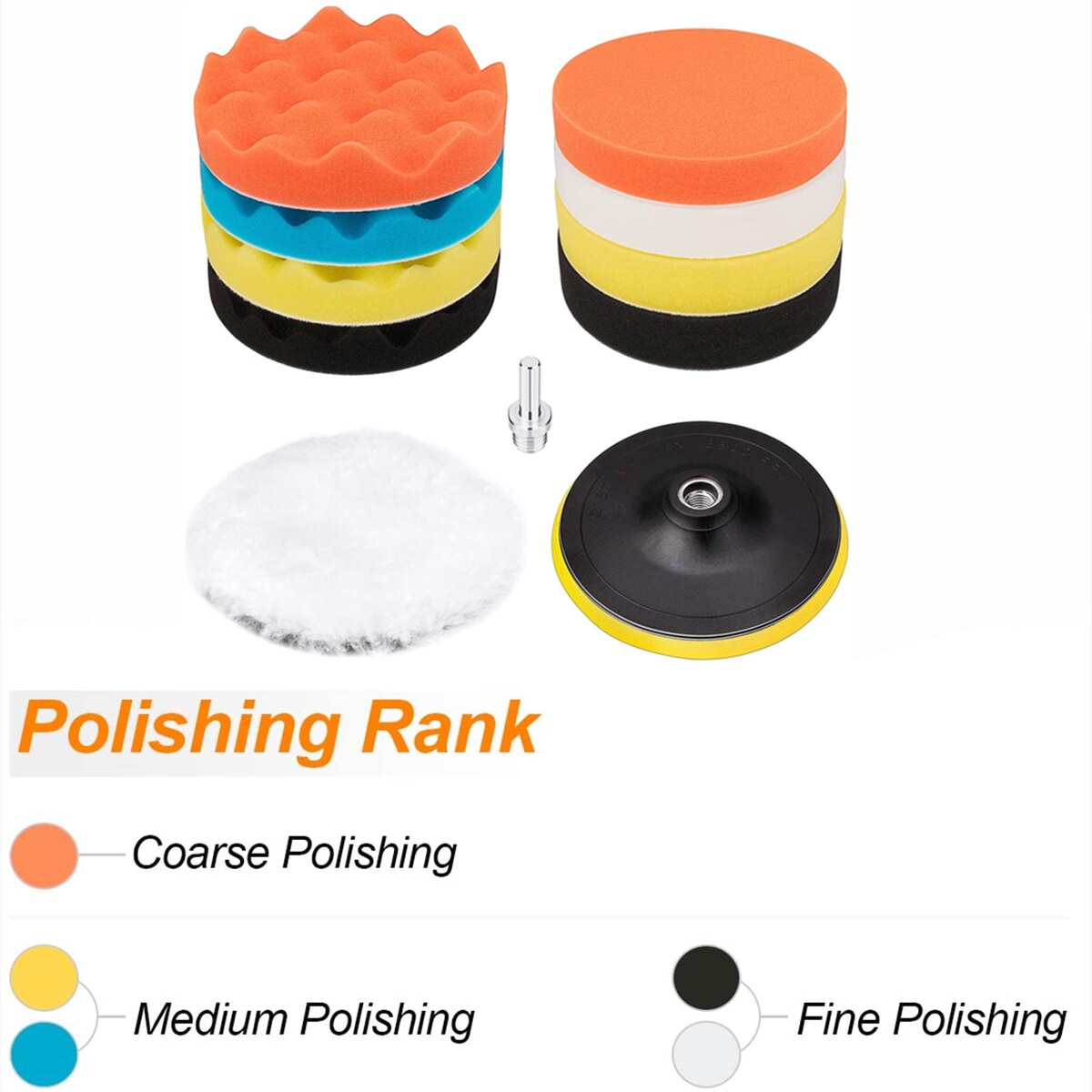 3 tommer bil poleringsskive 11 stk / sæt selvklæbende polering voks voks svamp uld hjul polering pad til bil poler boremaskine adapter