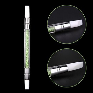 Pincel de silicona suave para decoración de uñas, pluma de pintura de goma de doble cabeza con taladro, para tallado hueco, 1 ud.: Green