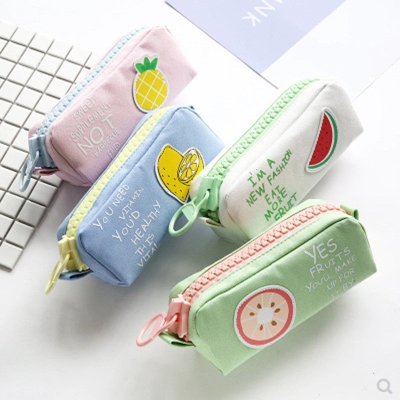 coloré grande capacité porte-crayon Kawaii dessin animé stylo sac boîte mignon toile crayon école papeterie fournitures 050022