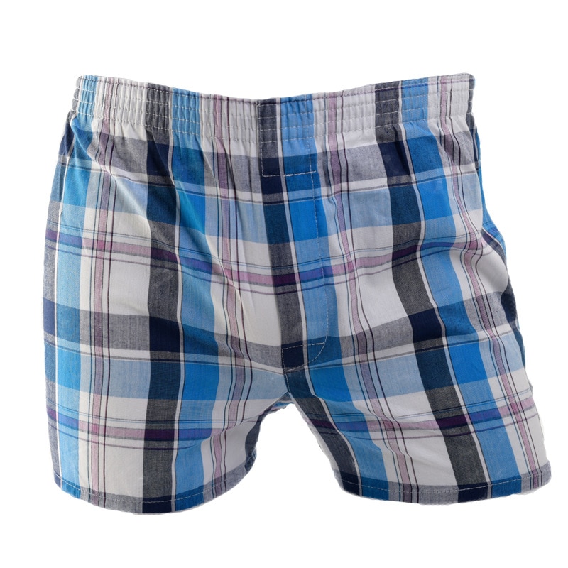 Calzoncillos bóxer de talla grande para hombre, ropa interior, a cuadros, de algodón, transpirable, familiar