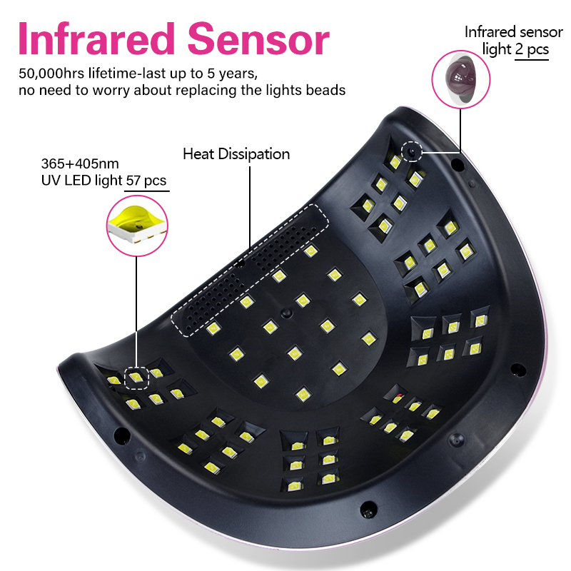 SUNC4 Plus-Lámpara LED para secado de uñas, 256/72W, 57/36 LED, UV, para esmalte de Gel, temporizador de 10/30/60/99S, herramienta de manicura con Sensor automático