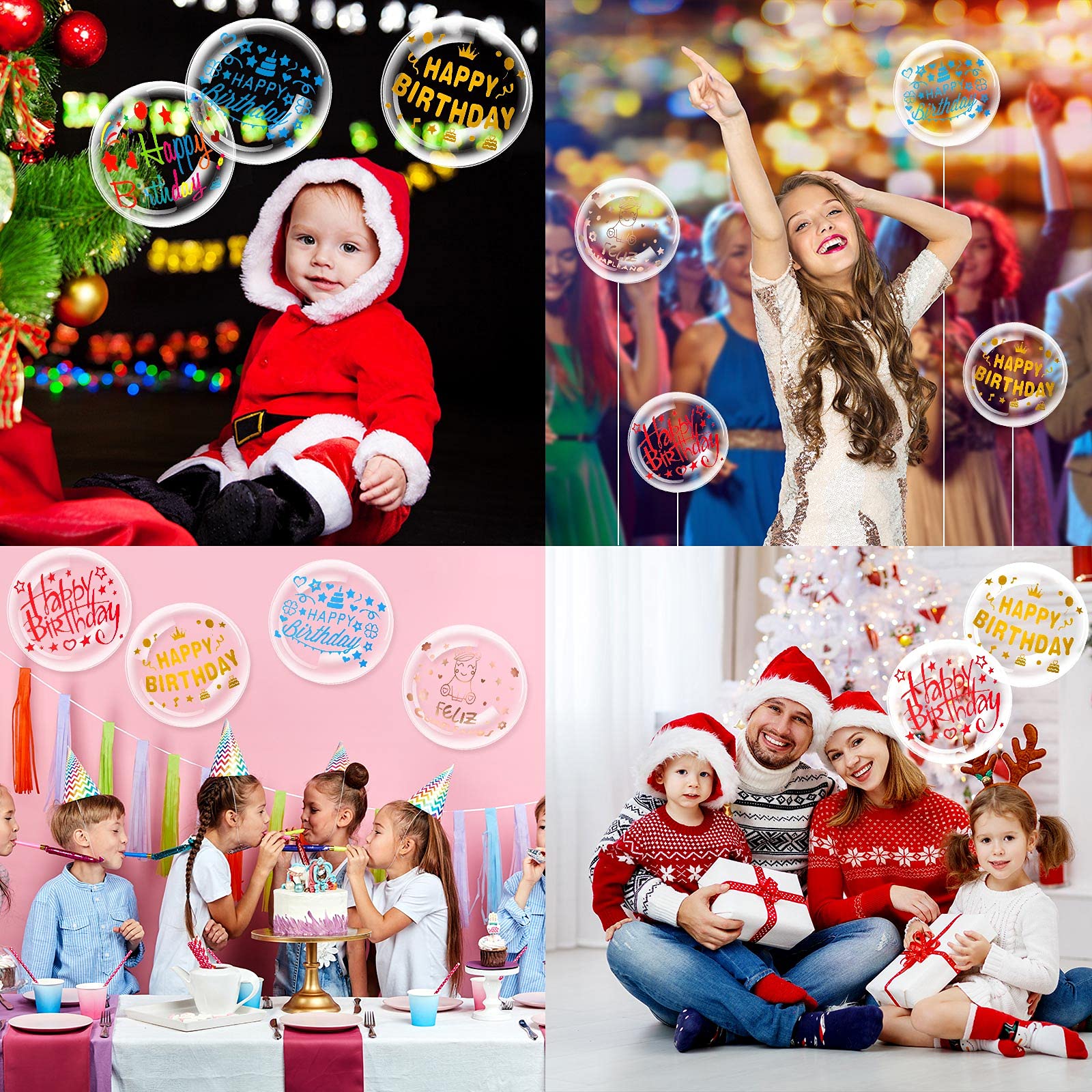 6pcs 27x20cm Balloon Stickers Happy Birthday Party Decorations For Kids Happy birthdays Bubble Ball Bobo Ballons DIY Stickers