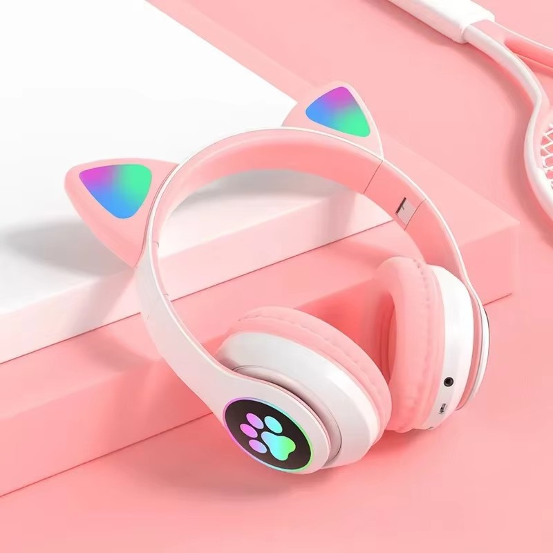 JST-28 auriculares inalámbricos con orejas de gato auriculares Bluetooth auriculares de música estéreo auriculares deportivos Bluetooth para juegos con micrófono para teléfonos