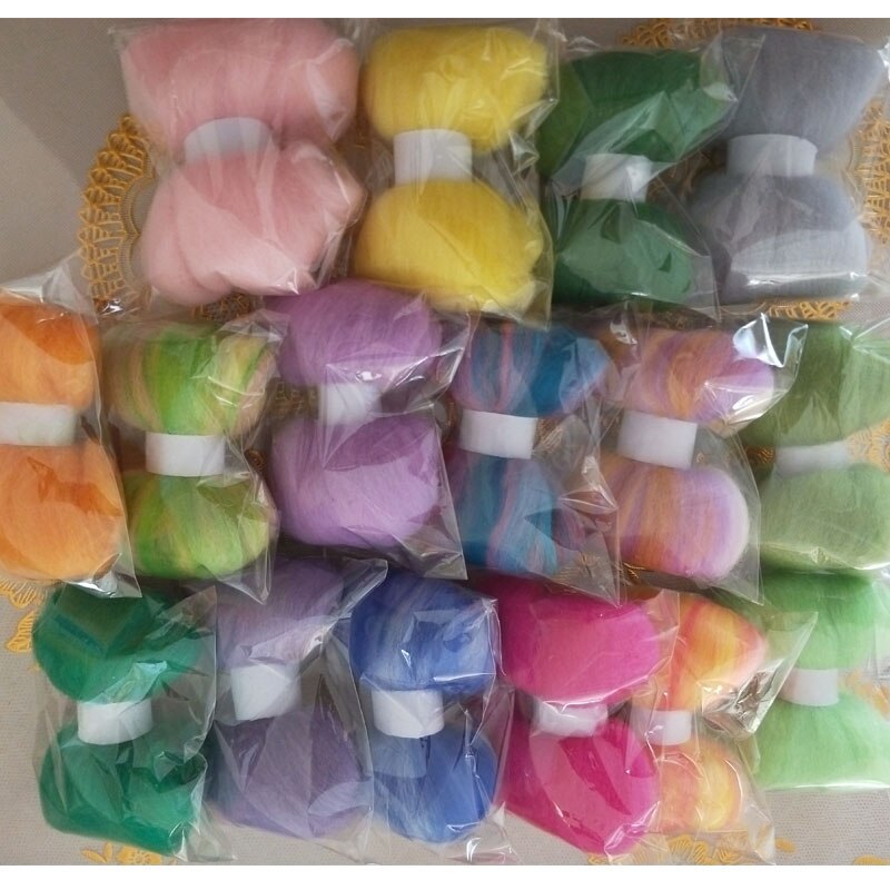 WFPFBEC gemengde kleuren vilt wol voor vilten 16 kleuren 10g/kleur totaal 160g