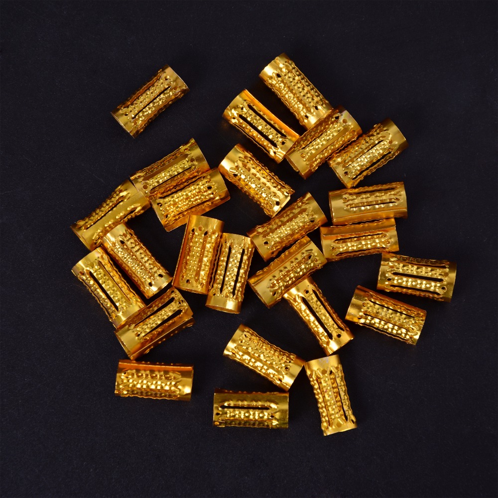 34 unids/pack chapados en oro trenza de cabello pavor cuentas rastas ajustables trenzas brazalete Clip de 8MM agujero anillo Micro Bead DIY peinado