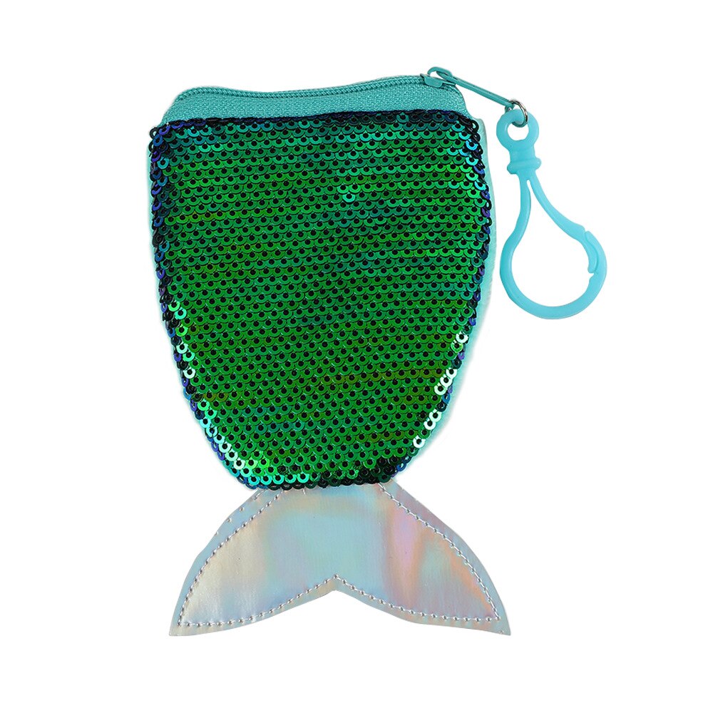 Sequins Mermaid Tail Coin Purse Wallet Clutch Bags Holder Handbag Storage: Green