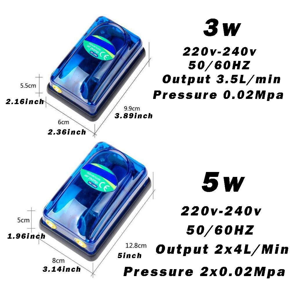 3w 5w Aquarium pompe à oxygène Air Mini compresseur unique Aquarium pompe à Air Double aérateur poisson Aquarium Accessorios 220v-240v