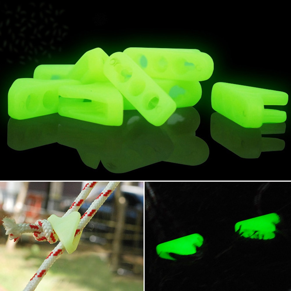 10pcs Reminder Luminous Rope Triangle Plastic Anti-Tip Practical Alert Camping Outdoor Tent Buckle Adjustable Mlutifunctional