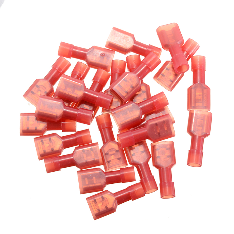 50 Uds conector de Cable eléctrico macho + hembra conectores de terminales de Cable de nailon de aislamiento 22-18AWG