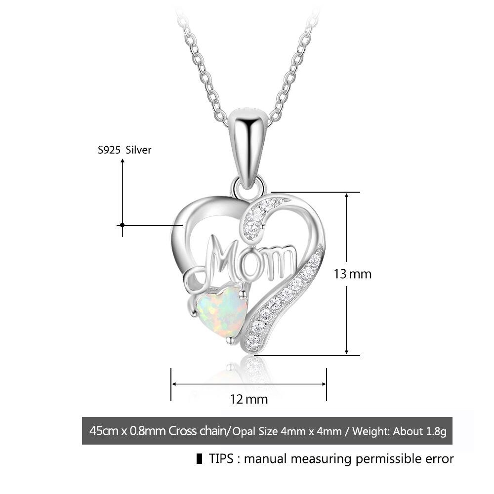Collares de plata de ley 925 auténtica para mujer, colgantes con forma de corazón Ópalo, piedra, el mejor de joyería para madre (Lam Hub Fong)