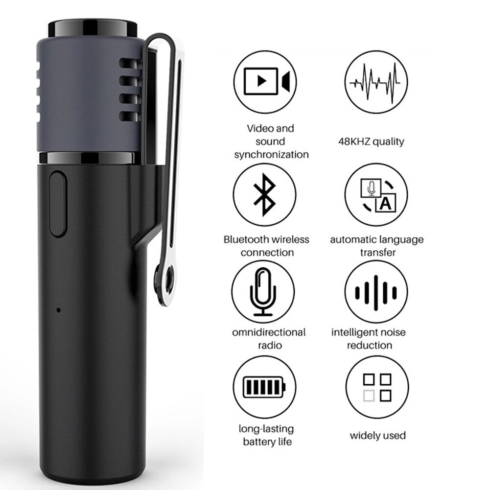 Wireless Lavalier Microphone, Bluetooth Lapel Clip-On Mic,Vlogger Lecture - Noise Reduction/Auto Transcription/Auto Sync