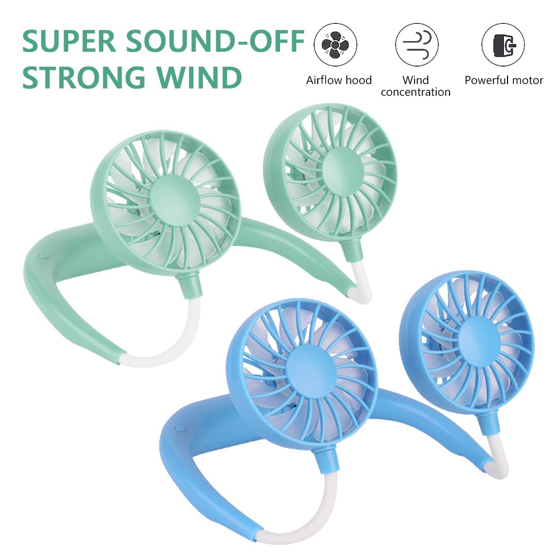 Portable USB Mini Fan Neck Fan Rechargeable Small Portable Sports Fan light Usb Desk Hand Air Conditioner cooler for Traveling ,