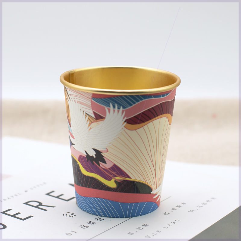 Taza de papel de aluminio dorado de 50 piezas para uso doméstico y comercial, vaso desechable de alta gama, vaso grueso para agua, té, café, leche y: 50pcs 4