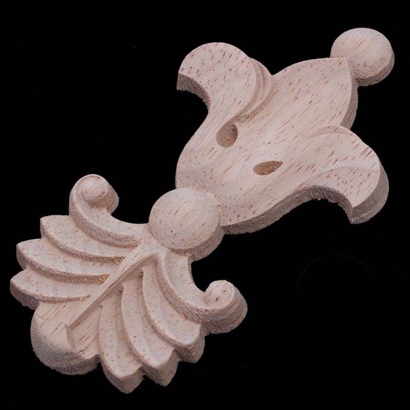 Rubber Wood Carved Corner Onlay Applique Unpainted Frame Decal For Home Furniture Decor Style：4#