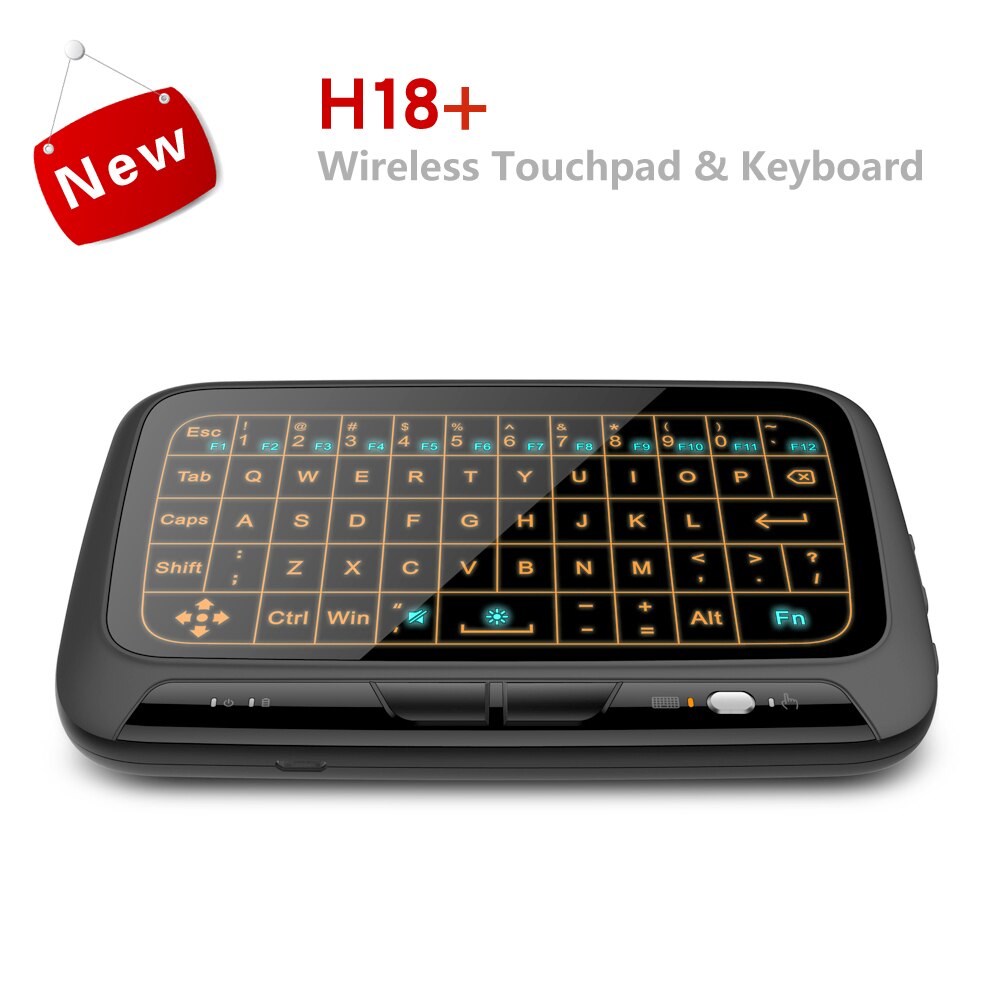 Heynow verlicht toetsenbord  h18 plus afstandsbediening air mouse en toetsenbord 2.4 ghz draadloos volledig touchpad voor android tv box pc