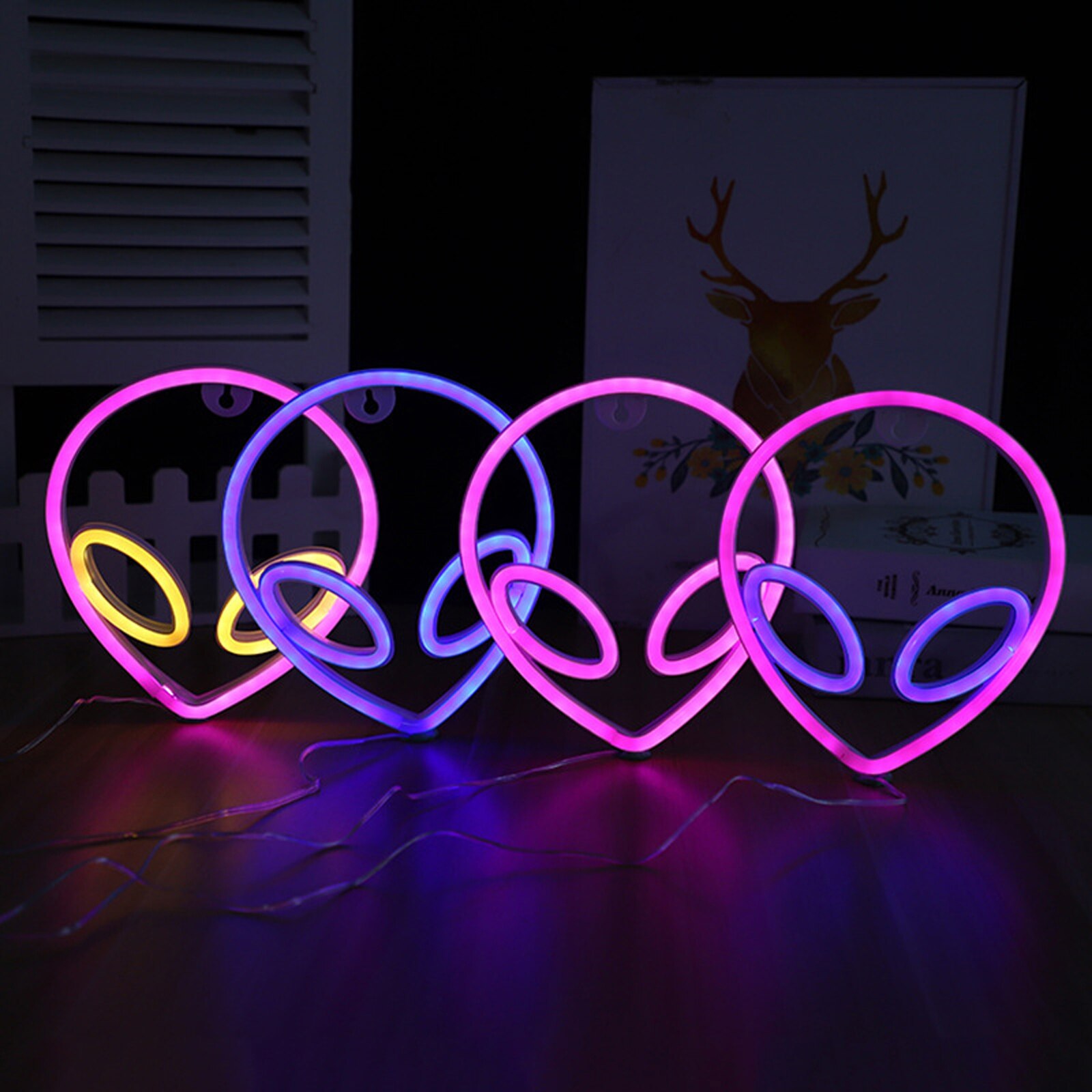 Creatieve Alien Patroon Led Nachtlampje Decoratieve Neon Lamp Voor Slaapkamer Woonkamer Feestartikelen