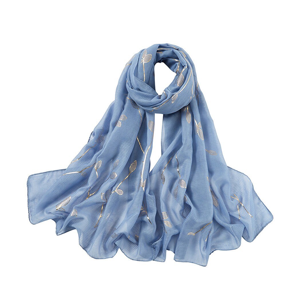 Vrouwen Chiffon Hoofddoek Bloemenprint Hoofd Slijtage Hijab Lange Sjaal Moslim Sjaal Islamitische Hijaabs Arabische Wrap Hoofd Sjaals: Blue