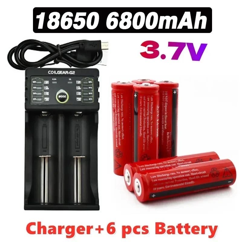 18650 recharable battery 3.7V 6800 mAh 18650 rechargeable lithium-ion battery 3.7V for LED flashlights