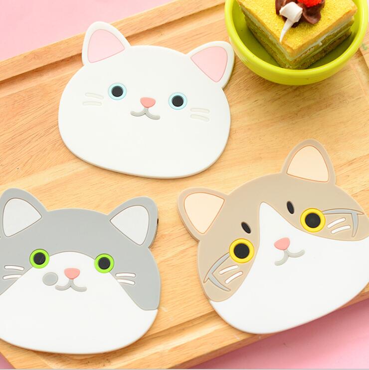 1 stykke lytwtw silikonbord matemat dalbane kjøkken tilbehør matte kopp bar krus tegneserie drikke pads doilies katt dyr kaffe