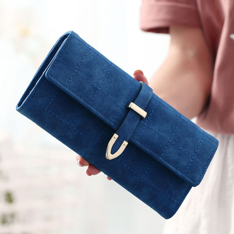 Neue Frauen Brieftaschen Weibliche Pu Leder Geldbörsen Große Kapazität ID Karte Halter Damen Lange Telefon Brieftasche Kupplung Carteras: Blue