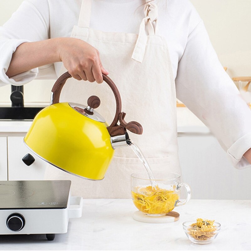 2.5 L Rvs Waterkoker Geel Whistling Kookplaat Theepot Waterketel Met Ergonomische Handvat Water Pot