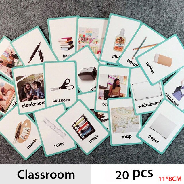 Preposiciones y gestos serie inglés palabra Flash tarjeta niños Tarjeta de aprendizaje juguetes educativos para edades tempranas: A