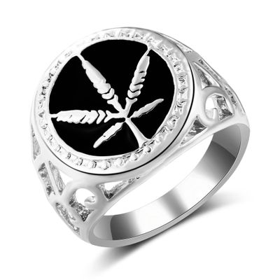 Chengxun Vintage Maple Bladeren Midden-oosten Sieraden Arabische Moslim Islam Ring Voor Mannen Vrouwen Retro Allah Ring Punk Antiek Goud: 10 / 02