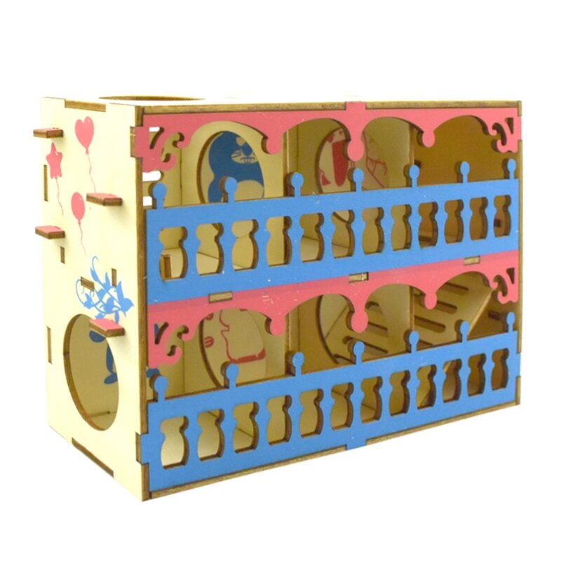 Laberinto de madera para hámster, jaula de túnel, balancín para casa, animales pequeños, juegos interactivos para mascotas, juguetes para ejercicios para ratas: B