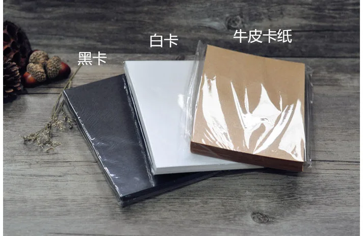 Puste kartki zaproszeniowe, kartki w stylu pocztówek, standardowe proste rogi, 9,5x14,5 cm, 50 arkuszy/zestaw, biały/kraft brązowy: czarny