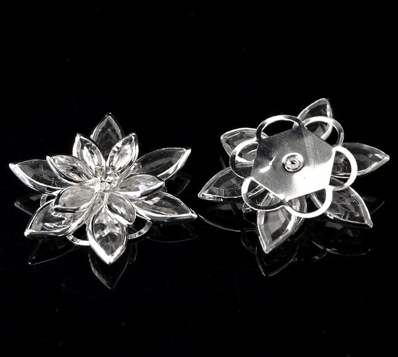 DoreenBeads 10PCs Clear Rhinestone Flower Embellishments Jewelry Making Findings 3.5x3cm(1 3/8&quot;x1 1/8&quot;) (B21264), yiwu