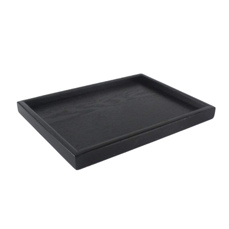 Wooden Serving Tray Tea Dishes Plate- Black: Default Title