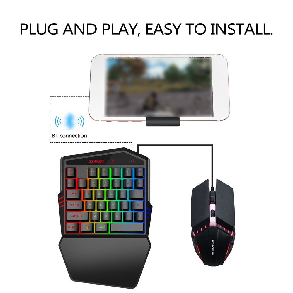 HXSJ 35 Buttons Gaming Keyboards Mouse&Keyboard Kit Backlight Gaming Key-Pad Mouse Combo Set Mobile Phones Accessories
