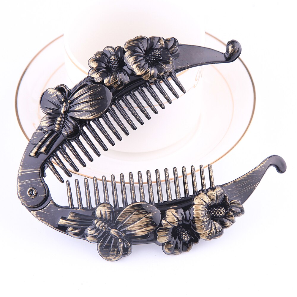 1Pcs Vintage Banaan Haar Clip Vrouwen Lui Haar Kam Clips Vis Vorm Haar Klauw Clips Haar Haarspeldjes Haarspelden Haar accessoires
