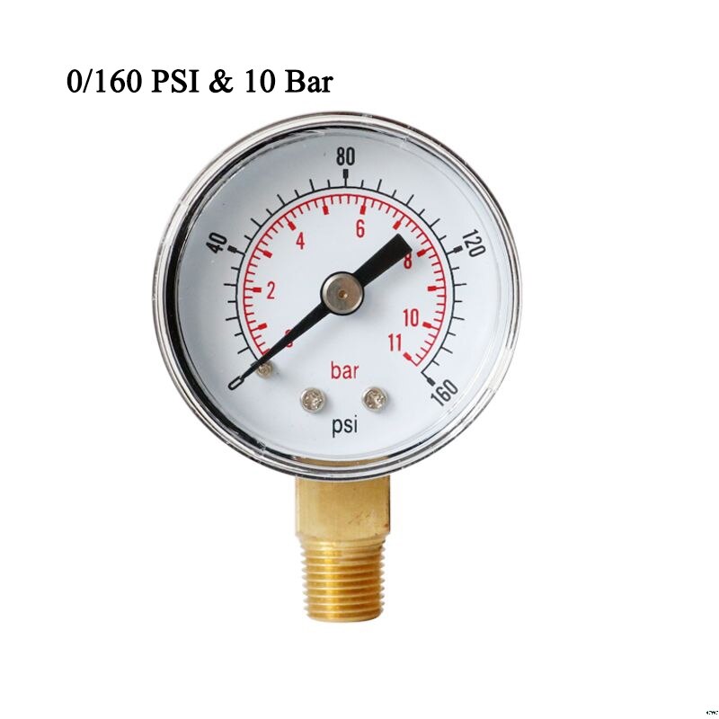 Noggrannhetsklass 2.5%  tryckmätare 40mm ratttryck 1/8 &quot; bspt vertikal 15,30,60.100,160 200, 300 psi &amp; bar