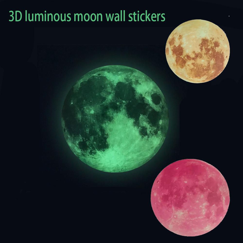 Lichtgevende Maan 3D Muur Refective Sticker 12/20/30Cm Voor Thuis Kinderkamer Slaapkamer Decoratie Decor Glow in De Dark Muurstickers