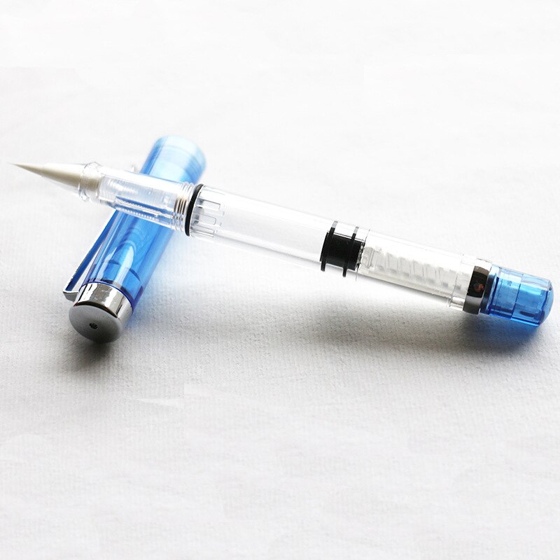 Pluma de pincel transparente estilo fuente para niños, pluma de acuarela de tinta rellenable para pintar, dibujo y caligrafía, artículos de dibujo artístico: Blue