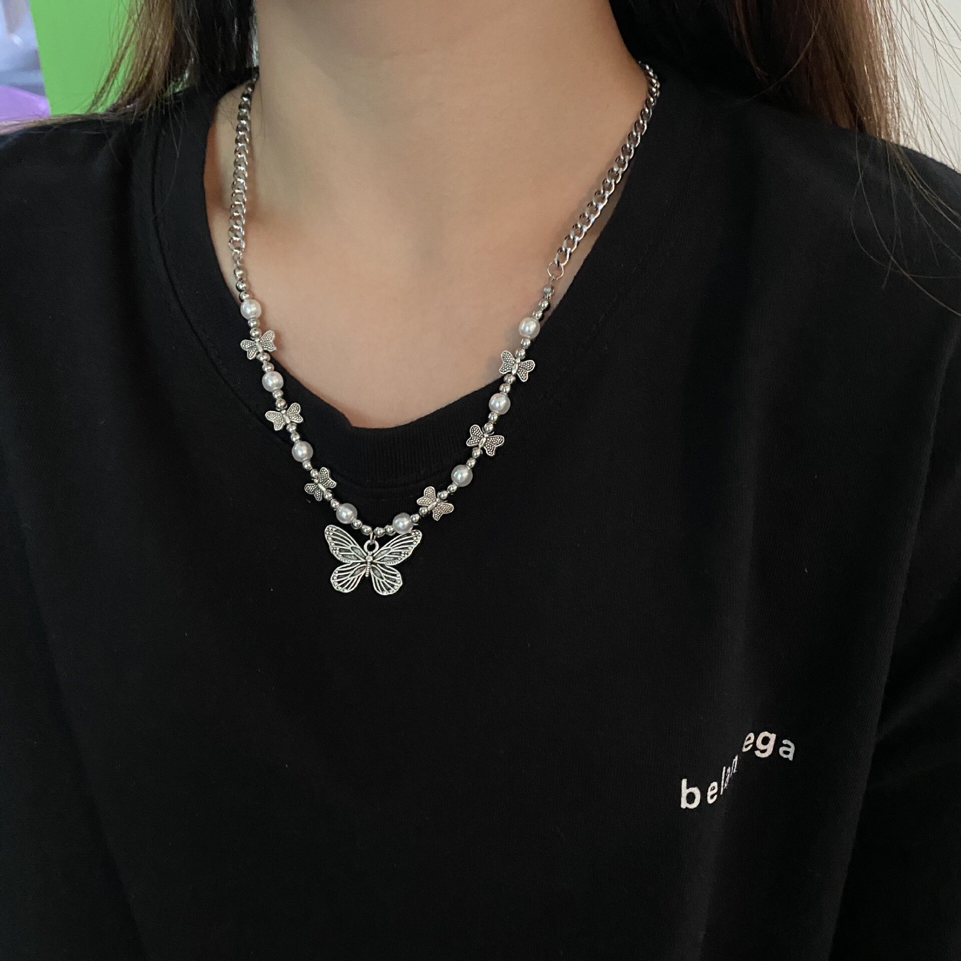 Leuke Kawaii Vlinder Choker Ketting Vrouwen Harajuku Stijl Rvs Collares Punk Hip Hop Gothic Ketting Hangers