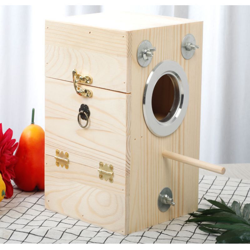 Bird Parrot Breeding Wooden Square Box Household Bird Supplies Simple Bird Cage Hatching Wooden Box With Window