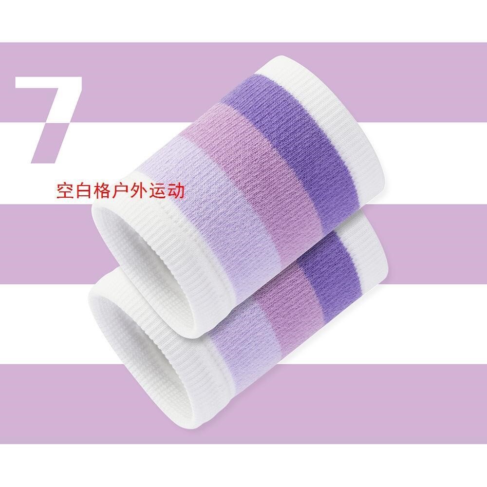 Wrist wristbands girls small fresh sports wipe sweat basketball autumn and winter warm cute pink rainbow striped wristbands: purple