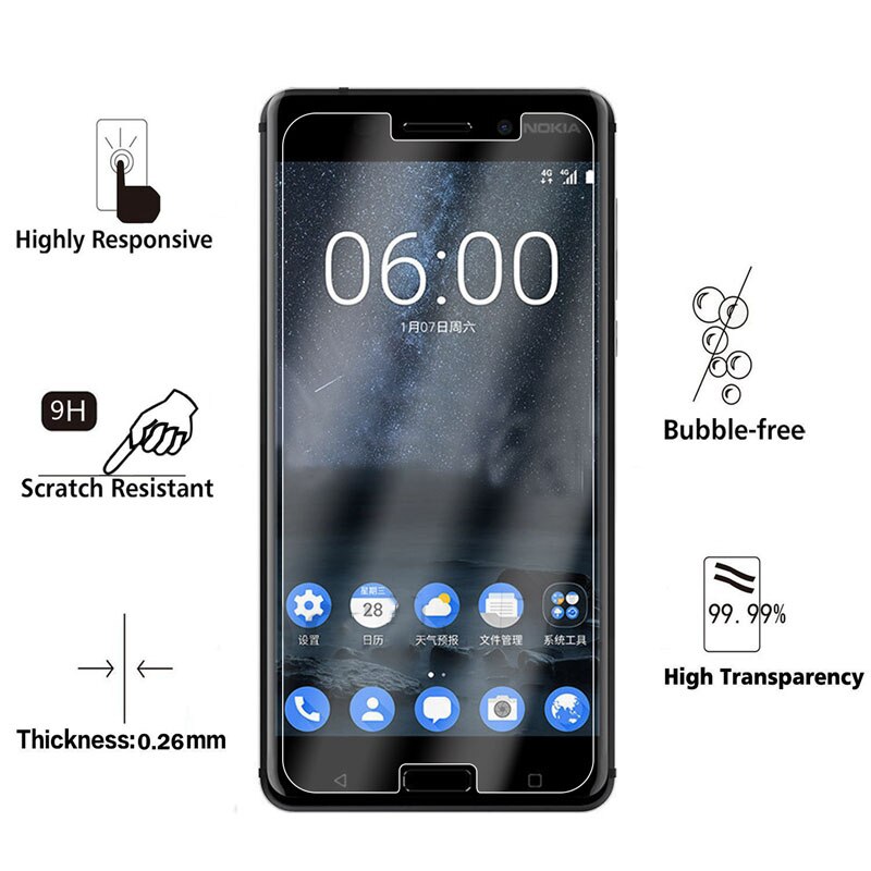 2 Pcs Glas Sfor Nokia 6 Screen Protector Gehard Glas Voor Nokia 6 Glas Voor Nokia 6 Ta- 1021 Telefoon Beschermende Film Wolfsay