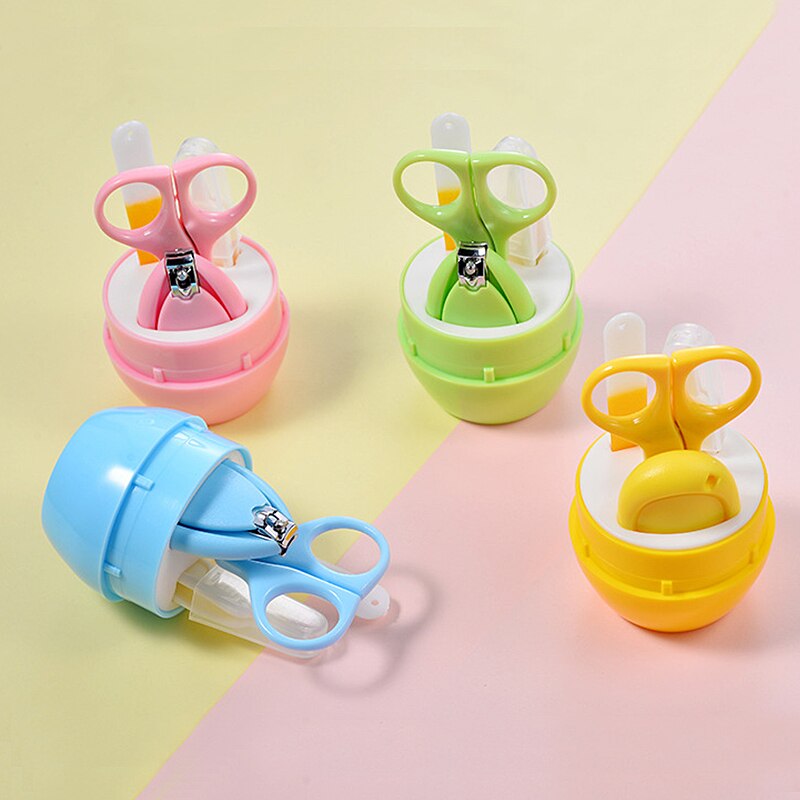 1Set Baby Nail Clippers Stainless Steel Children Safety Cartoon Newborn Nursing Nail Trimmer Hygiene Care Kit With Storage Box