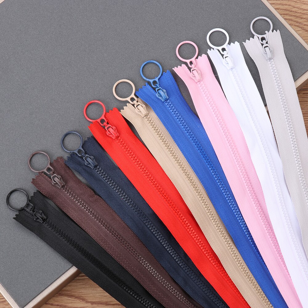 Cremalleras de resina de 25cm para pantalones, 5 uds., color caramelo, anillo redondo con cremallera, bobina de cremallera para ropa, bolsa de costura artesanal, accesorios para ropa