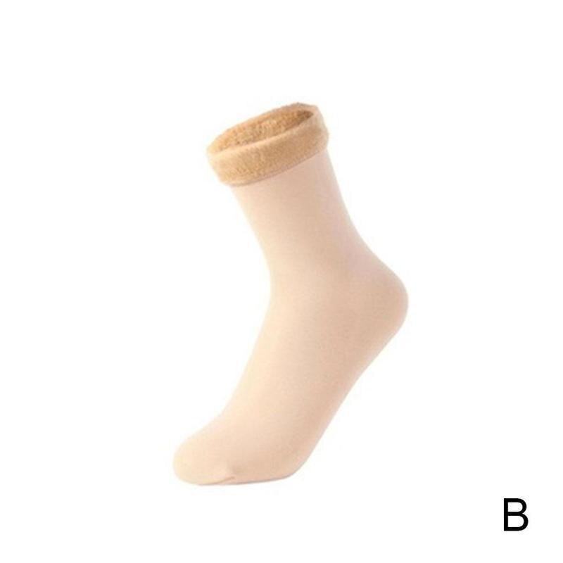 Unisex Winter Warm Thicken Thermal Wool Cashmere Socks Socks Soft Floor Elastic For Women Seamless Warm Men Boots J0F0: Nude