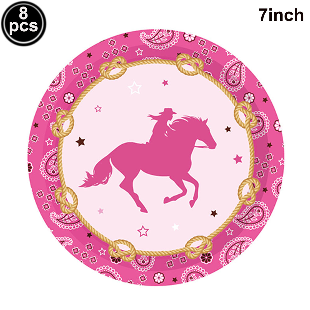 Decoraciones de de cumpleaños con temática de vaquero occidental, vajilla desechable de vaquera rosa, Banner de , suministros de revelados de género