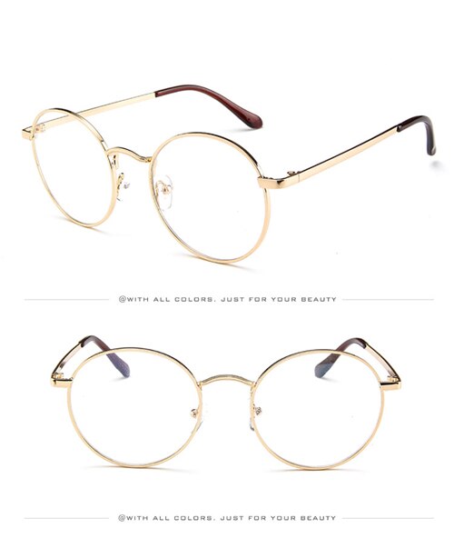 retro voor vrouwen mannen brillen frame luxe full metal ronde bril frame koreaanse nerd clear licht bril: C5